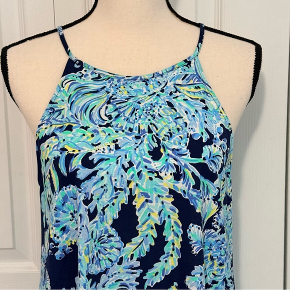 Lilly Pulitzer Pima Cotton Blue and Green Halter‎ Women’s Dress size Medium - Picture 3 of 16